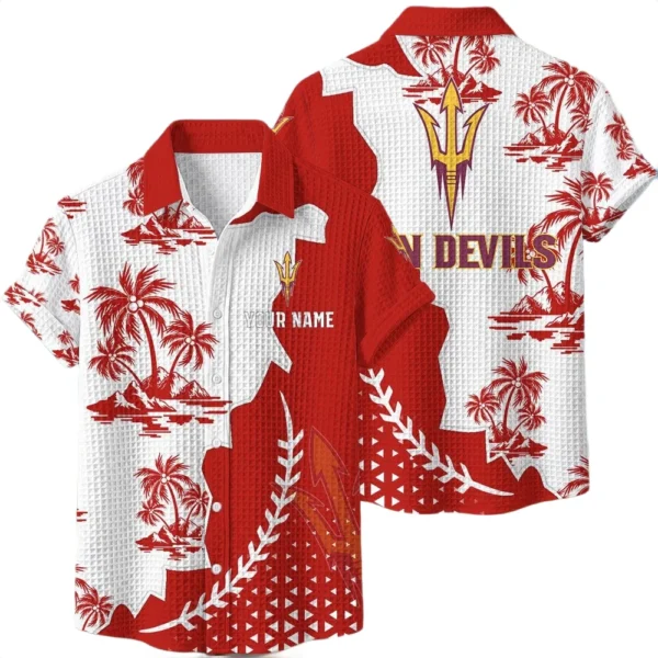 Arizona State Sun Devils Hawaiian Shirt Premium Lightweight Waffle Knit Personalize Name