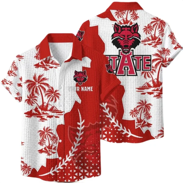 Arkansas State Red Wolves Hawaiian Shirt Premium Lightweight Waffle Knit Personalize Name