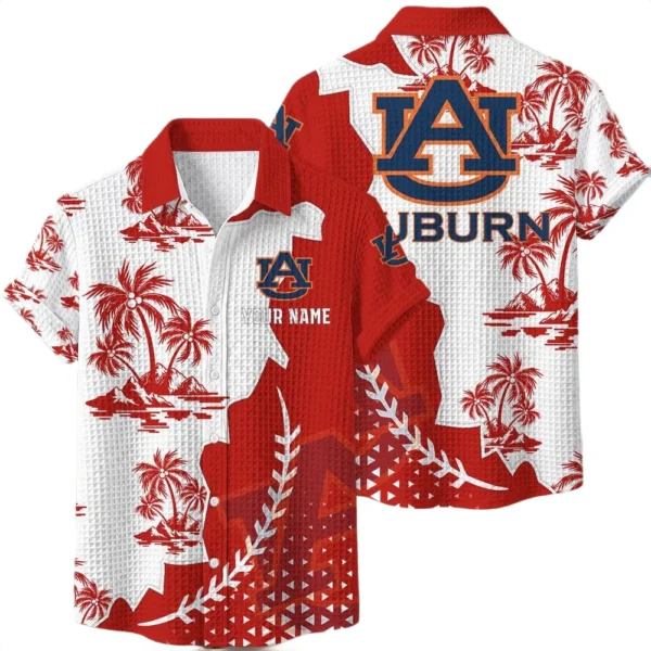 Auburn Tigers Hawaiian Shirt Premium Lightweight Waffle Knit Personalize Name