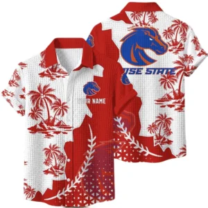 Boise State Broncos Hawaiian Shirt Premium Lightweight Waffle Knit Personalize Name