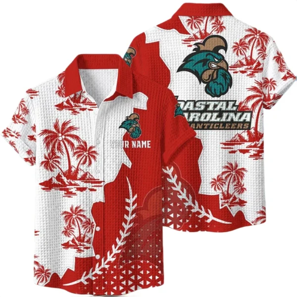 Coastal Carolina Chanticleers Hawaiian Shirt Premium Lightweight Waffle Knit Personalize Name