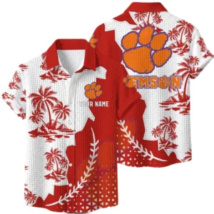 Clemson Tigers Hawaiian Shirt Premium Lightweight Waffle Knit Personalize Name