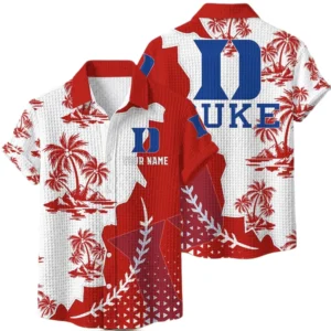 Duke Blue Devils Hawaiian Shirt Premium Lightweight Waffle Knit Personalize Name
