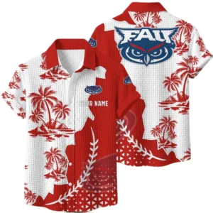 Florida Atlantic Owls Hawaiian Shirt Premium Lightweight Waffle Knit Personalize Name