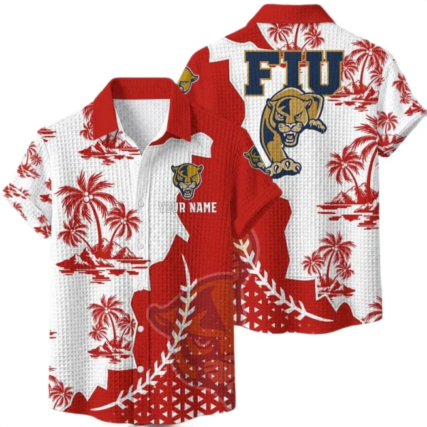 FIU Panthers Hawaiian Shirt Premium Lightweight Waffle Knit Personalize Name
