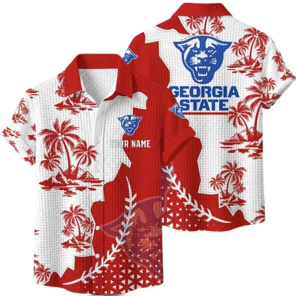 Georgia State Panthers Hawaiian Shirt Premium Lightweight Waffle Knit Personalize Name