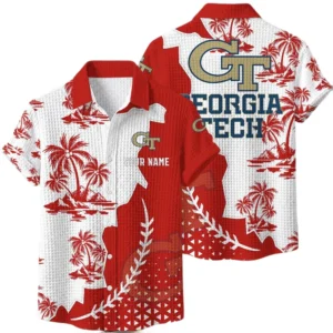 Georgia Tech Yellow Jackets Hawaiian Shirt Premium Lightweight Waffle Knit Personalize Name