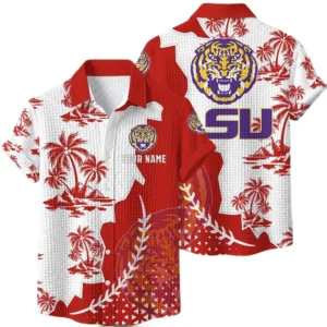 LSU Tigers Hawaiian Shirt Premium Lightweight Waffle Knit Personalize Name