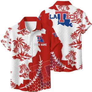 Louisiana Tech Bulldogs Hawaiian Shirt Premium Lightweight Waffle Knit Personalize Name