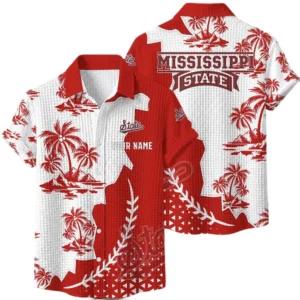 Mississippi State Bulldogs Hawaiian Shirt Premium Lightweight Waffle Knit Personalize Name
