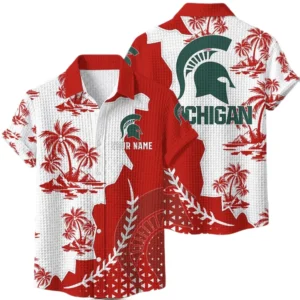 Michigan State Spartans Hawaiian Shirt Premium Lightweight Waffle Knit Personalize Name