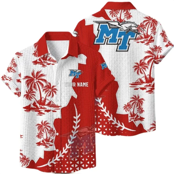 Middle Tennessee Blue Raiders Hawaiian Shirt Premium Lightweight Waffle Knit Personalize Name