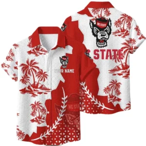 NC State Wolfpack Hawaiian Shirt Premium Lightweight Waffle Knit Personalize Name