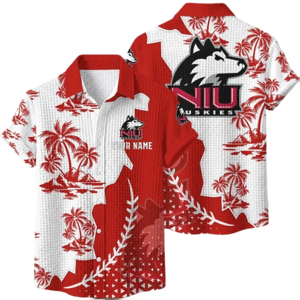 Northern Illinois Huskies Hawaiian Shirt Premium Lightweight Waffle Knit Personalize Name