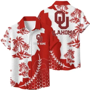 Oklahoma Sooners Hawaiian Shirt Premium Lightweight Waffle Knit Personalize Name