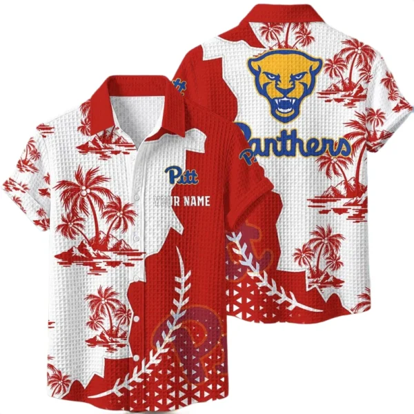 Pittsburgh Panthers Hawaiian Shirt Premium Lightweight Waffle Knit Personalize Name