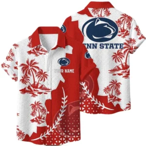 Penn State Nittany Lions Hawaiian Shirt Premium Lightweight Waffle Knit Personalize Name