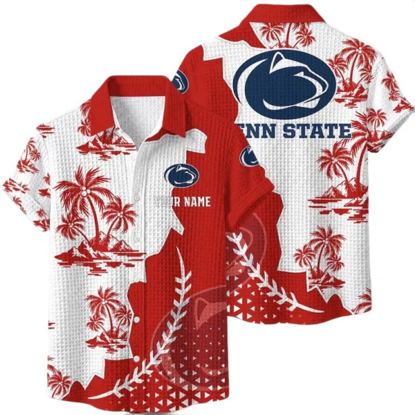 Penn State Nittany Lions Hawaiian Shirt Premium Lightweight Waffle Knit Personalize Name