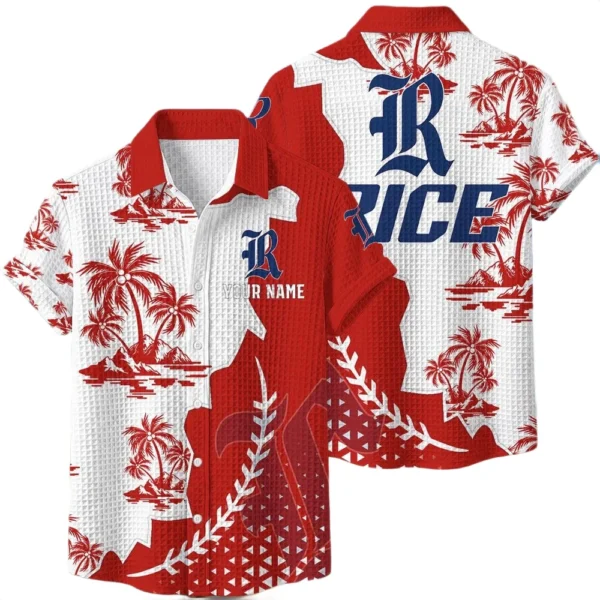 Rice Owls Hawaiian Shirt Premium Lightweight Waffle Knit Personalize Name