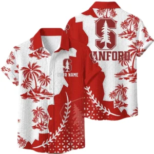 Stanford Cardinal Hawaiian Shirt Premium Lightweight Waffle Knit Personalize Name