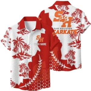 Sam Houston Bearkats Hawaiian Shirt Premium Lightweight Waffle Knit Personalize Name