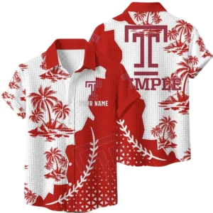 Temple Owls Hawaiian Shirt Premium Lightweight Waffle Knit Personalize Name