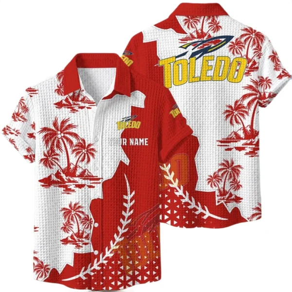 Toledo Rockets Hawaiian Shirt Premium Lightweight Waffle Knit Personalize Name