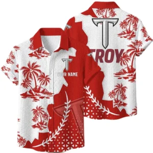 Troy Trojans Hawaiian Shirt Premium Lightweight Waffle Knit Personalize Name