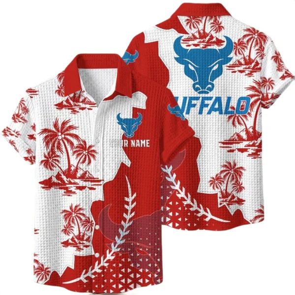 Buffalo Bulls Hawaiian Shirt Premium Lightweight Waffle Knit Personalize Name