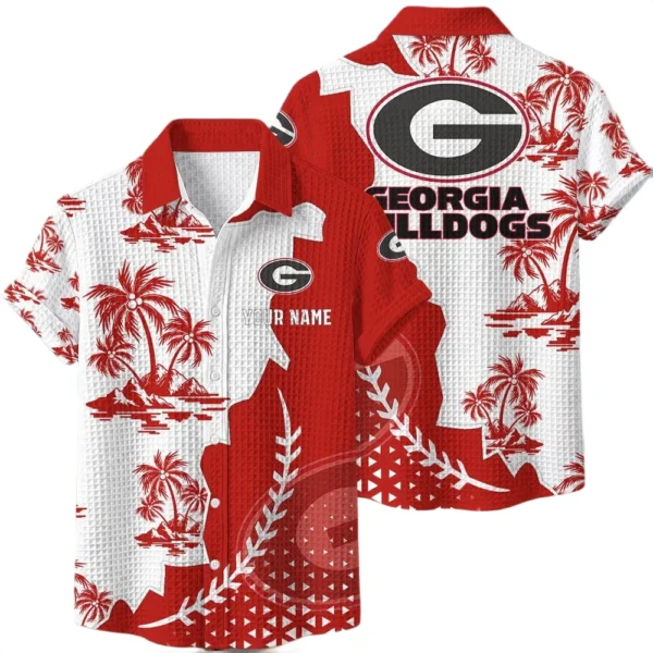 Georgia Bulldogs Hawaiian Shirt Premium Lightweight Waffle Knit Personalize Name