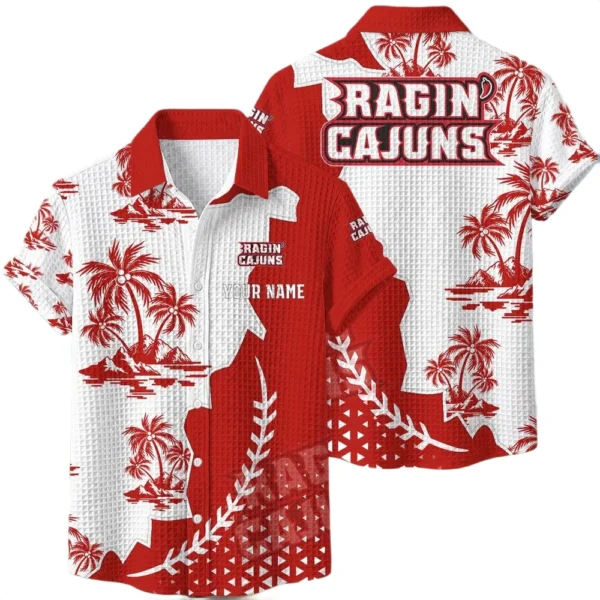 Louisiana Ragin Cajuns Hawaiian Shirt Premium Lightweight Waffle Knit Personalize Name