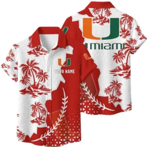 Miami Hurricanes Hawaiian Shirt Premium Lightweight Waffle Knit Personalize Name