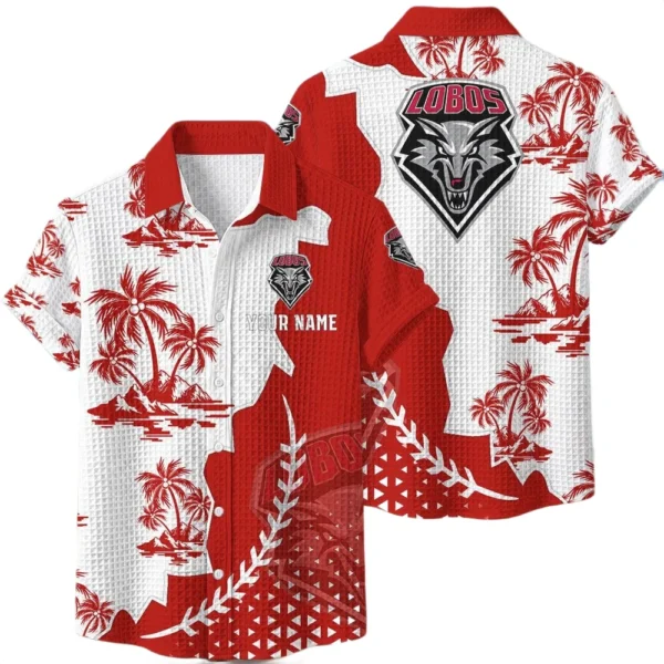 New Mexico Lobos Hawaiian Shirt Premium Lightweight Waffle Knit Personalize Name