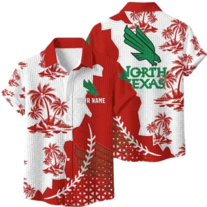 North Texas Mean Green Hawaiian Shirt Premium Lightweight Waffle Knit Personalize Name