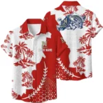 Navy Midshipmen Hawaiian Shirt Premium Lightweight Waffle Knit Personalize Name
