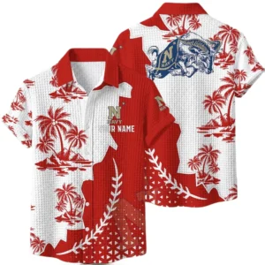 Navy Midshipmen Hawaiian Shirt Premium Lightweight Waffle Knit Personalize Name
