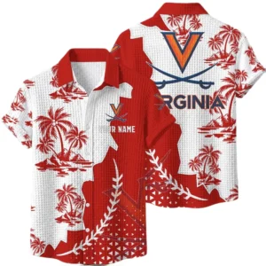 Virginia Cavaliers Hawaiian Shirt Premium Lightweight Waffle Knit Personalize Name