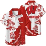 Wisconsin Badgers Hawaiian Shirt Premium Lightweight Waffle Knit Personalize Name