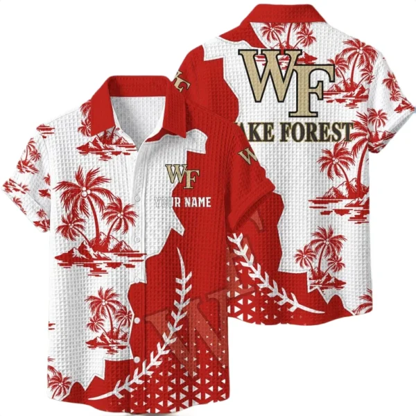 Wake Forest Demon Deacons Hawaiian Shirt Premium Lightweight Waffle Knit Personalize Name
