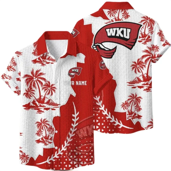 Western Kentucky Hilltoppers Hawaiian Shirt Premium Lightweight Waffle Knit Personalize Name