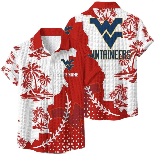 West Virginia Mountaineers Hawaiian Shirt Premium Lightweight Waffle Knit Personalize Name