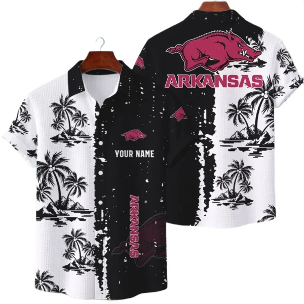 Arkansas Razorbacks Hawaiian Shirt Premium Lightweight Waffle Knit Customize Name