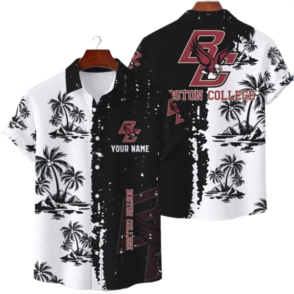 Boston College Eagles Hawaiian Shirt Premium Lightweight Waffle Knit Customize Name