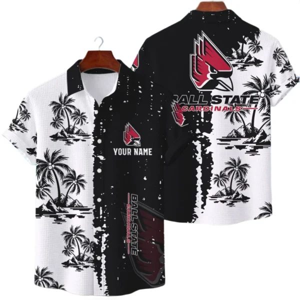Ball State Cardinals Hawaiian Shirt Premium Lightweight Waffle Knit Customize Name