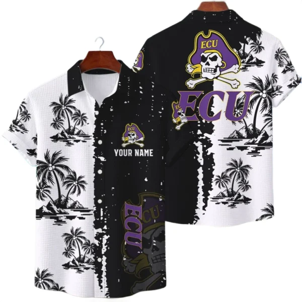 East Carolina Pirates Hawaiian Shirt Premium Lightweight Waffle Knit Customize Name