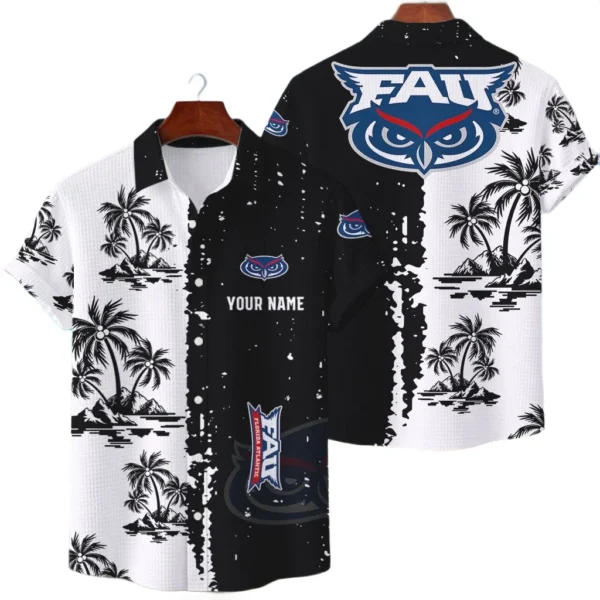 Florida Atlantic Owls Hawaiian Shirt Premium Lightweight Waffle Knit Customize Name