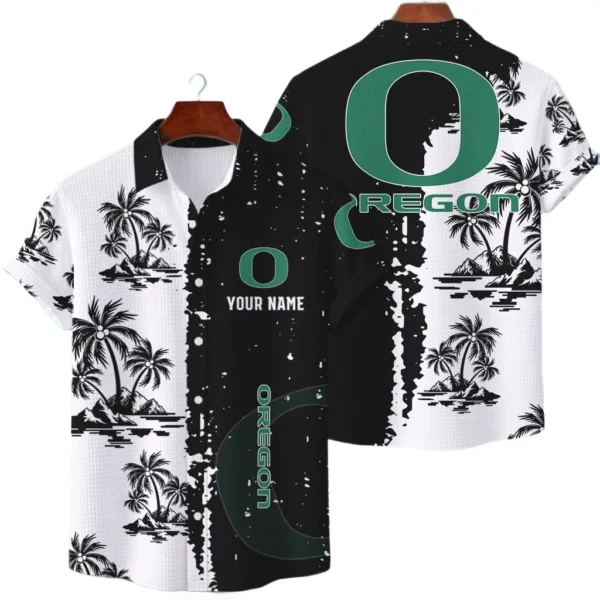 Oregon Ducks Hawaiian Shirt Waffle Knit Material Options 2027 Personalize Name