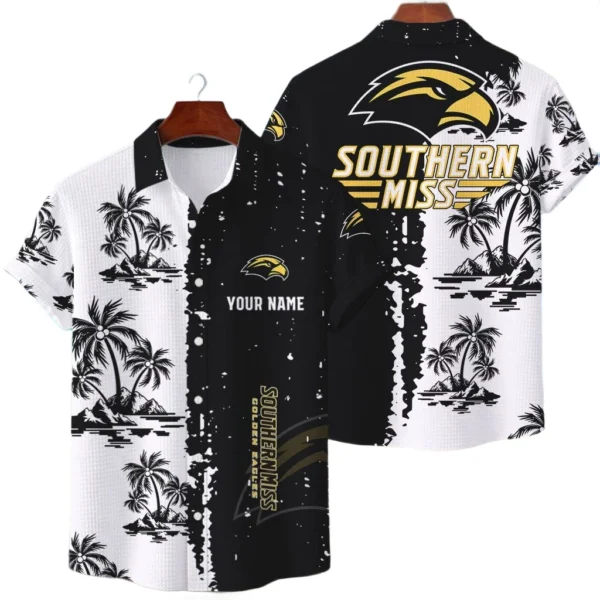 Southern Miss Golden Eagles Hawaiian Shirt Waffle Knit Material Options 2027 Personalize Name