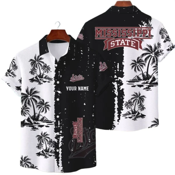 Mississippi State Bulldogs Hawaiian Shirt Premium Lightweight Waffle Knit Customize Name