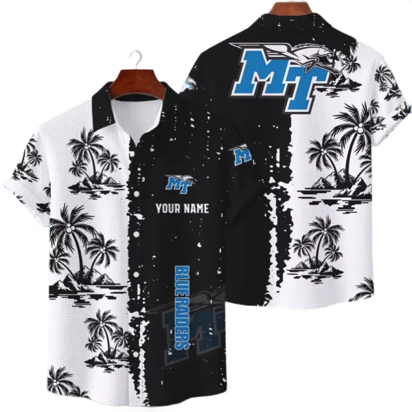 Middle Tennessee Blue Raiders Hawaiian Shirt Premium Lightweight Waffle Knit Customize Name
